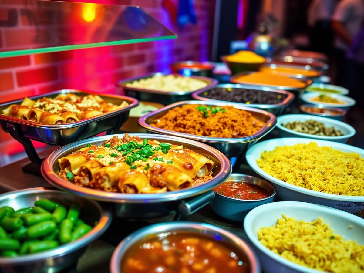 Tex-Mex catering buffet spread for events